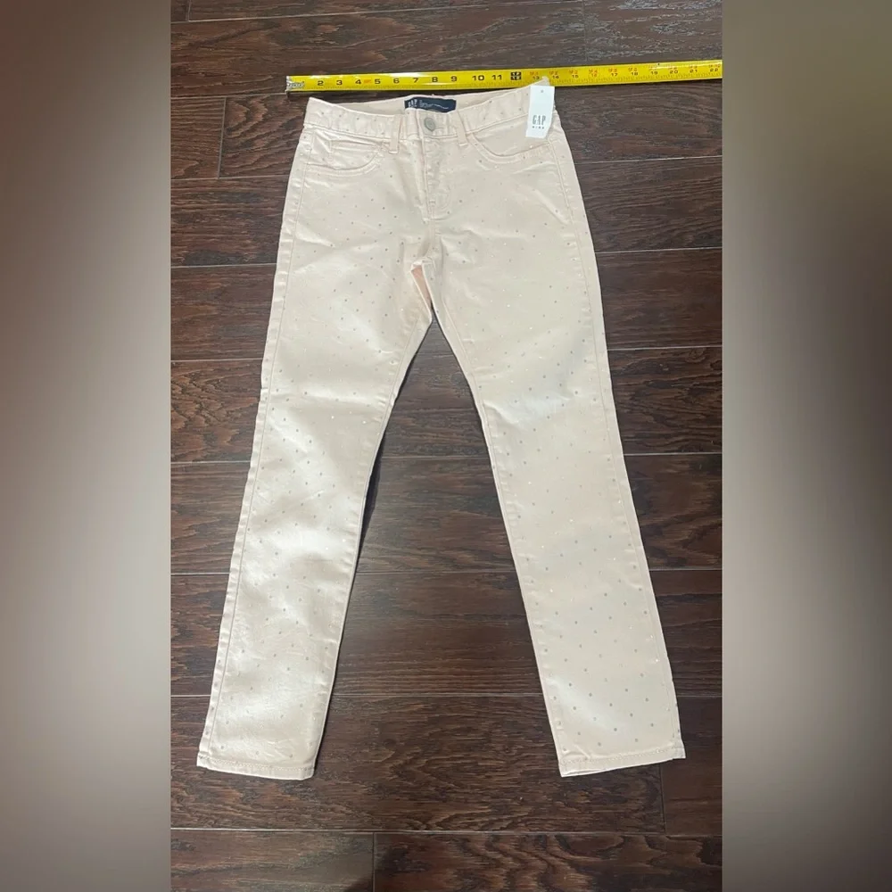 GAP Kids Girls  Size 12 Reg Stretch Pink Silver Dots NEW